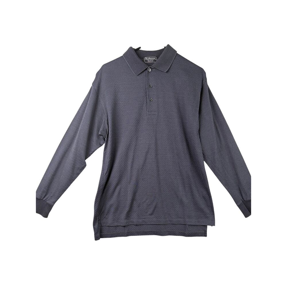 Burberry’s Blue Textured Polo - Size S - Long Sleeve Classic Luxury Style - Picture 3 of 8